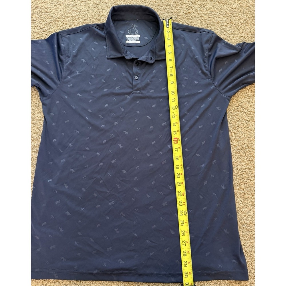 Swannies Mens Polo Shirt Navy Blue Embrossed Golf Performance Size XL - Picture 6 of 6